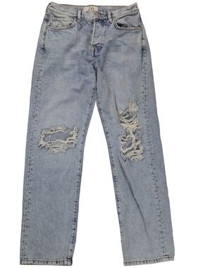 We The Free Jeans Size 26 Distressed Straight Leg Button Fly Light Wash